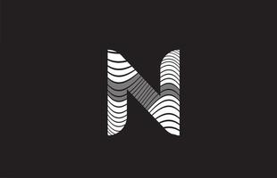 linee bianche e nere n alfabeto lettera icona logo design. modello creativo per le imprese vettore