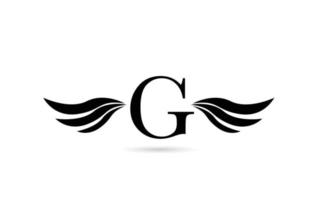g alfabeto lettera logo icona design con le ali. modello creativo per affari e società in bianco e nero vettore