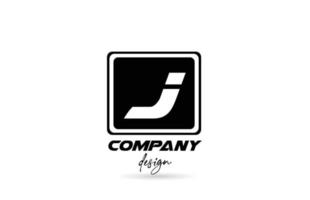 j icona del logo della lettera dell'alfabeto con design in bianco e nero e quadrato. modello creativo per azienda e business vettore