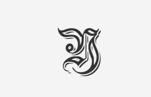 icona del design del logo della lettera dell'alfabeto y vintage. modello creativo per affari o società in bianco e nero vettore