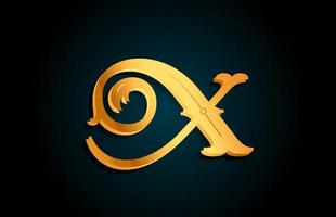 icona del design del logo della lettera dell'alfabeto dorato x. modello creativo per affari o società con colore giallo vettore