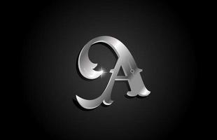 metallo argentato un design del logo dell'icona della lettera dell'alfabeto. modello creativo per affari o società con colore grigio vettore