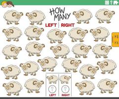 contando le immagini a sinistra e a destra di animali da allevamento di pecore dei cartoni animati vettore