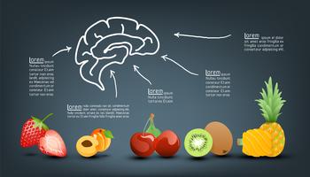 Vitamina valore nutritivo di infografica di frutta. vettore