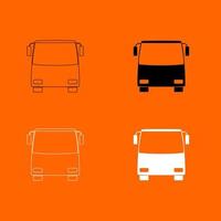 icona del set di colori bianco e nero del bus. vettore