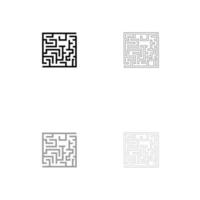 labirinto labirinto enigma imposta icona bianco nero. vettore
