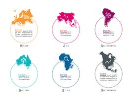 Informazioni di infographics continentali su grafica vettoriale. vettore