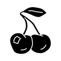 icona del glifo di ciliegie mature. cibo sano, nutrizione vegetariana, simbolo della silhouette della dieta vitaminica. spazio negativo. ingrediente di succo naturale, delizioso dessert, frutti di bosco freschi illustrazione vettoriale isolato