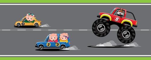 nella competizione di gioco continua il giocatore ha usato un'auto ad alta velocità per vincere nel gioco di corse. competizione automobilistica e-sport. vettore