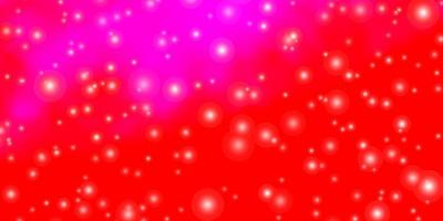 modello vettoriale rosa chiaro, rosso con stelle al neon.