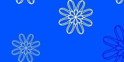 struttura di doodle di vettore rosa chiaro, blu con fiori.