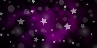 sfondo vettoriale viola scuro con cerchi, stelle.
