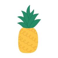 ananas disegnato a mano carino isolato su sfondo bianco. illustrazione vettoriale