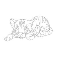pagina da colorare contorno di simpatico gatto animale pagina da colorare cartone animato illustrazione vettoriale