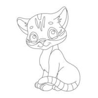 pagina da colorare contorno di simpatico gatto animale pagina da colorare cartone animato illustrazione vettoriale