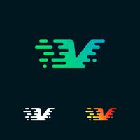 lettera V moderna velocità forme logo design vettoriale