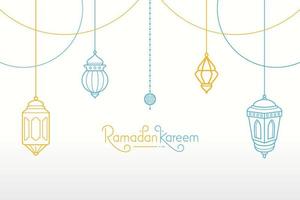 biglietto di auguri di ramadan kareem con lanterna vettore