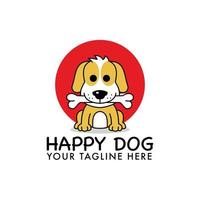design del logo del negozio di animali domestici cane felice vettore