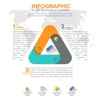 Diagramma triangolare, grafico. Triangolo con 3 passaggi, opzioni, parti vettore