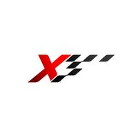 Lettera X con logo flag racing vettore