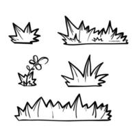vettore di illustrazione del cespuglio di erba di doodle disegnato a mano