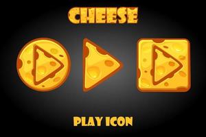 i pulsanti del formaggio di vettore giocano per il gioco. set di icone divertenti isolate per l'interfaccia utente grafica.