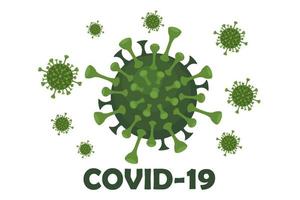 banner con virus covid-19 e l'iscrizione. epidemia di coronavirus al microscopio. vettore