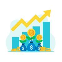 concetto di illustrazione vettoriale di investimento aziendale in stile piatto. denaro, moneta, profitto, icona del grafico adatta per molti scopi.