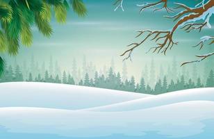 sfondo invernale con ramo di albero di natale vettore