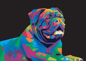 cane bordeaux colorato con fresco isolato in stile pop art backround. stile wpap vettore