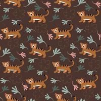 seamless pattern giungle tigre boho colori piatto cartone animato vettore