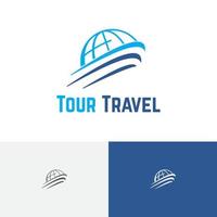 logo astratto semplice dell'agenzia di vacanze di viaggio di viaggio del globo del mondo vettore