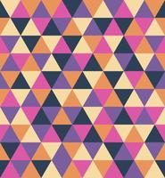 modello senza cuciture di vettore del triangolo retrò. sfondo di forme geometriche festose e allegre. trama astratta per avvolgimento, carta da parati, tessuto, volantino. sfondo mosaico arancione, beige, rosa, blu, viola.