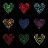 icona del cuore colorato con set di texture incrinate vettore