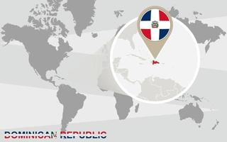 mappa del mondo con repubblica dominicana ingrandita vettore