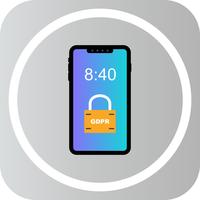 Icona di blocco di sicurezza mobile GDPR vettoriale