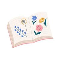 fiori sulle pagine di un libro vettore
