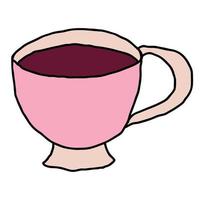 tazza di tè lineare di doodle del fumetto isolata su fondo bianco. vettore