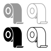 rotolo di carta igienica rouleau rotolo di carta da cucina set di icone colore grigio nero illustrazione vettoriale immagine in stile piatto