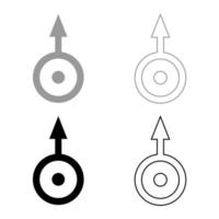 simbolo urano set di icone di colore nero grigio vettore