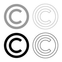 icona del simbolo del copyright imposta il colore nero grigio vettore