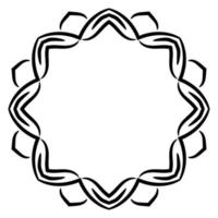 astratto doodle ricci linea sottile cornice rotonda isolata su sfondo bianco. confine mandala. vettore
