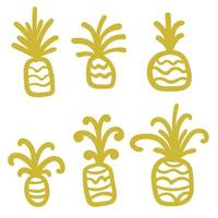 set di ananas simpatico cartone animato isolato su sfondo bianco. vettore