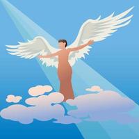 un angelo vola tra le nuvole vettore