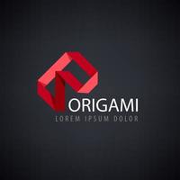 logo rosso astratto di vettore, origami vettore