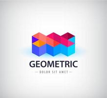 logo geometrico colorato astratto vettoriale, struttura 3d, origami vettore