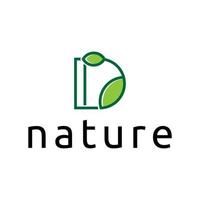 lettera d con design del logo della natura foglia verde vettore