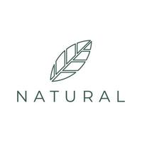 design del logo della linea foglia naturale vettore