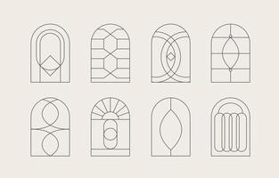 collezione ad arco con illustrazione geometrica,curva.vettoriale per icona, adesivo, stampabile e tatuaggio vettore