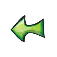 segno di freccia astratto sinistro in colore verde per interfaccia utente, app, giochi. icona del fumetto vettore